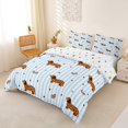 thumbnail image 2 of Homewish Cheetah Dachshund Printed Duvet Cover Queen,Blue White Striped Queen Bedding,Lovely Bow Decor,Polkadot Reversible,3-Piece,1 Duvet Cover and 2 Pillowcases, 2 of 6
