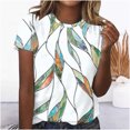 thumbnail image 1 of Fiudx Ropa de Mujer Camiseta Estampada Informal y de Moda para Mujer con Cuello Redondo y Top de Manga Corta, 1 of 4
