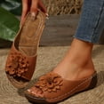 thumbnail image 5 of Bkhluea Womens Wedge Sandals 2025 Flower Summer Dressy Flat Open Toe Platform Shoes Casual Boho Slip on Beach Walking Sandals, 5 of 7