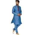 thumbnail image 3 of SKAVIJ Men's Kurta Pajama and Scarf 3-Piece Set Wedding Party Dress Turquoise M, 3 of 6
