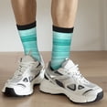 thumbnail image 6 of Daiia Teal Turquoise Print Crew Socks – Soft Breathable Long Socks for Men & Women, Moisture-Wicking & Comfortable Daily Wear Socks, One-Size Fits Most (US 5-11), 6 of 6