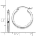 thumbnail image 5 of 14K White Gold 2mm Square Tube Hoops (20 X 2) Made In Peru t1083, 5 of 6