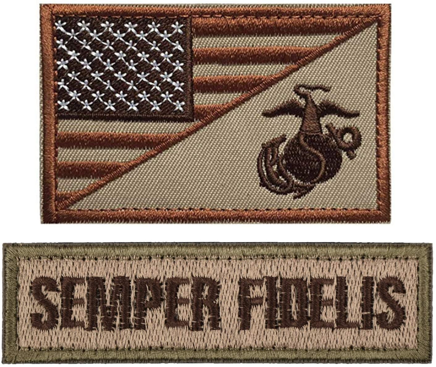 ELLEWIN USA Marine Corps USMC Patch Semper Fidelis Embroidery Patch Military Tactical Morale Badge Patch Hook and Loop 
