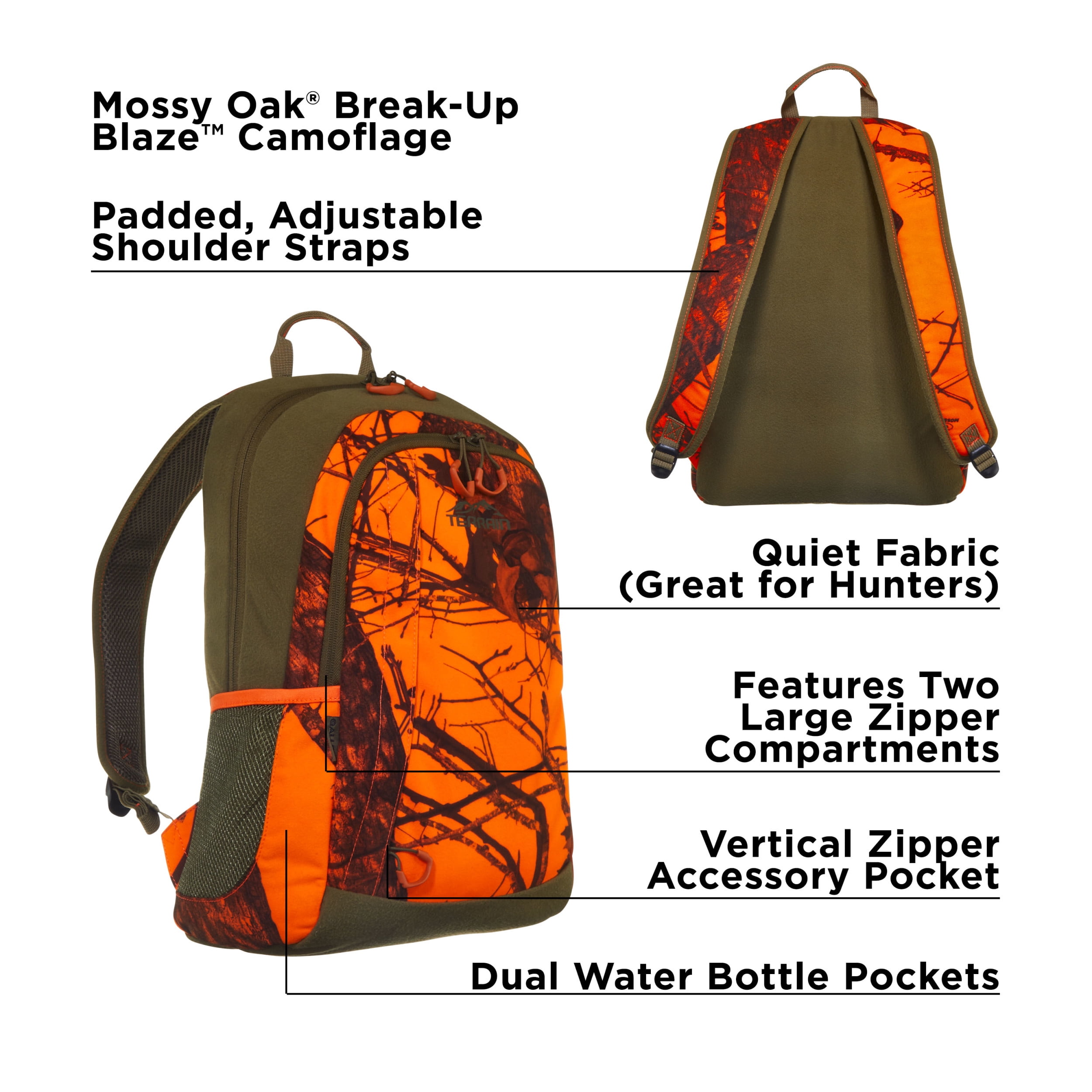 Terrain Delta Mossy Oak Backpack, Mossy Oak Break-Up Blaze Camo