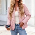 thumbnail image 4 of Short Puffer Jacket Womens Quilted Button Down Collarless Warm Fall Winter Casual Lightweight Windproof Coat with Pockets, 4 of 6