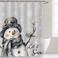 thumbnail image 3 of Grey Snowman Christmas Shower Curtain,Xmas White Snowflake Grey Plaid Snowman Scarf Polyester Shower Curtains,Waterproof Fabric Shower Curtain Set with Hooks, 72X72in, 3 of 5
