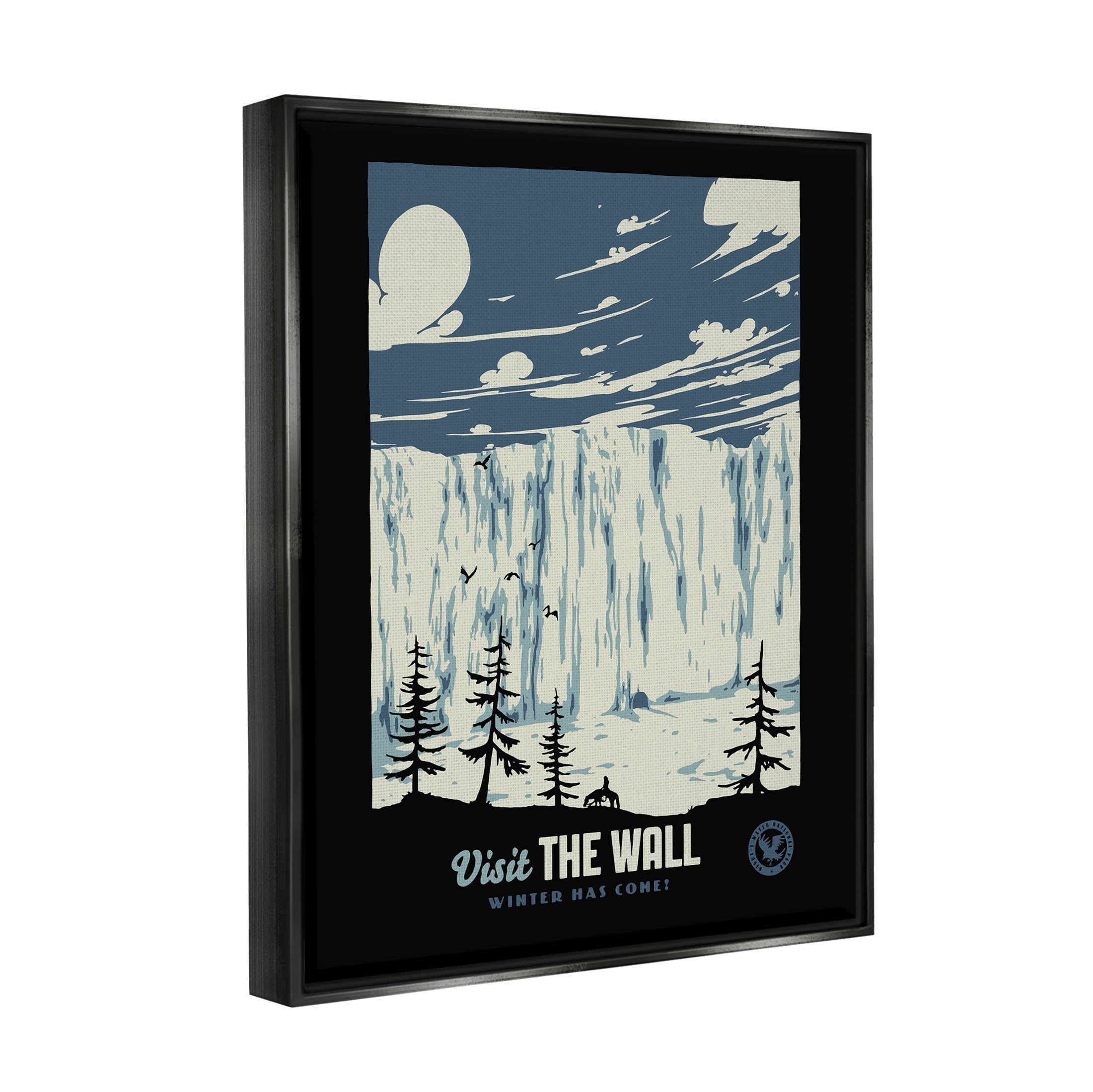 Stupell Industries Winter Has Come Fantasy Landscape Graphic Art Jet Black Floating Framed Canvas Print Wall Art, Design by Matheus Lopes Castro