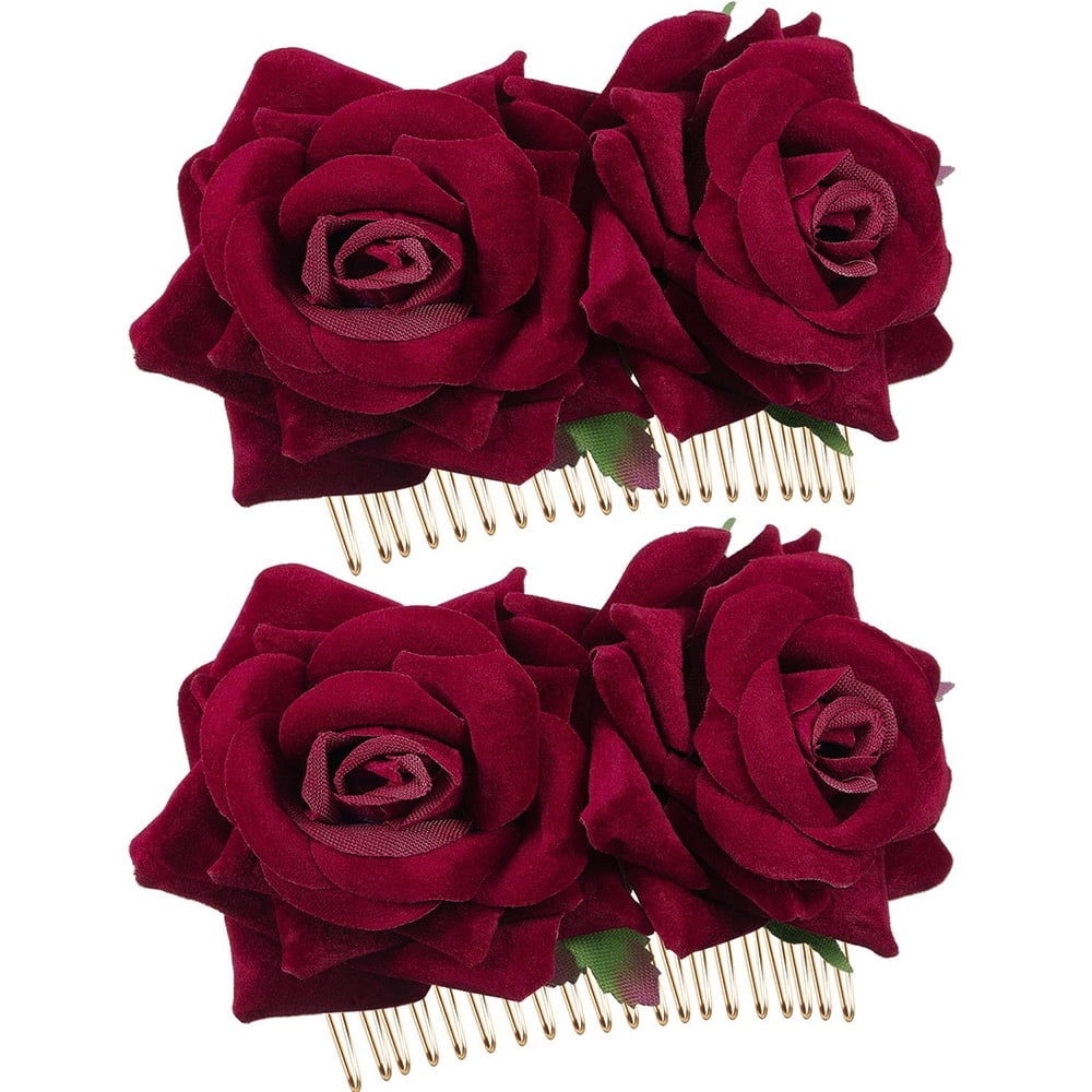 Pengtai Rose Flower Hair Clip 3d Red Roses Flower Hair Accessories Comb Piece Other