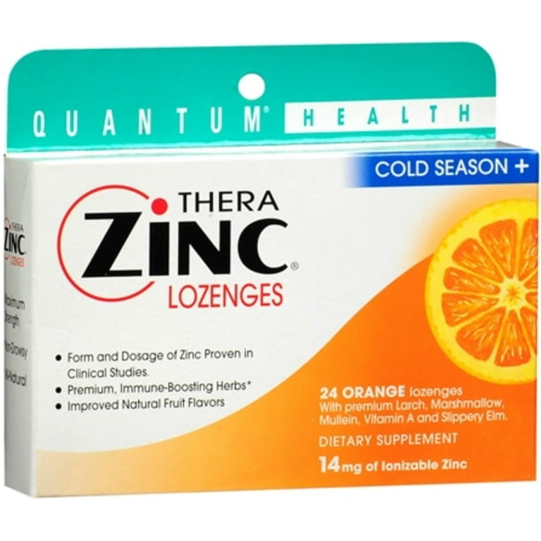 Quantum Thera Zinc Cold Season+ Lozenges Orange 24 Each (Pack of 3