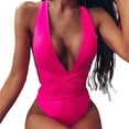thumbnail image 2 of Travelwant Women's Halter Bandage Deep V Neck One Piece Monokini Swimsuit Swimwear, 2 of 7