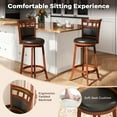 thumbnail image 6 of Gymax Wood Swivel Bar Stools Set of 4 w/ Faux Leather Upholstered Seat & Back, 6 of 9