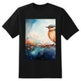 thumbnail image 2 of Plus Size Shirt for Women Oversized Black Tops for Women Short Sleeves Shirt for Women Watercolor Red-Browed Bird 4 T Shirt Crewneck Shirt for Women M, 2 of 5