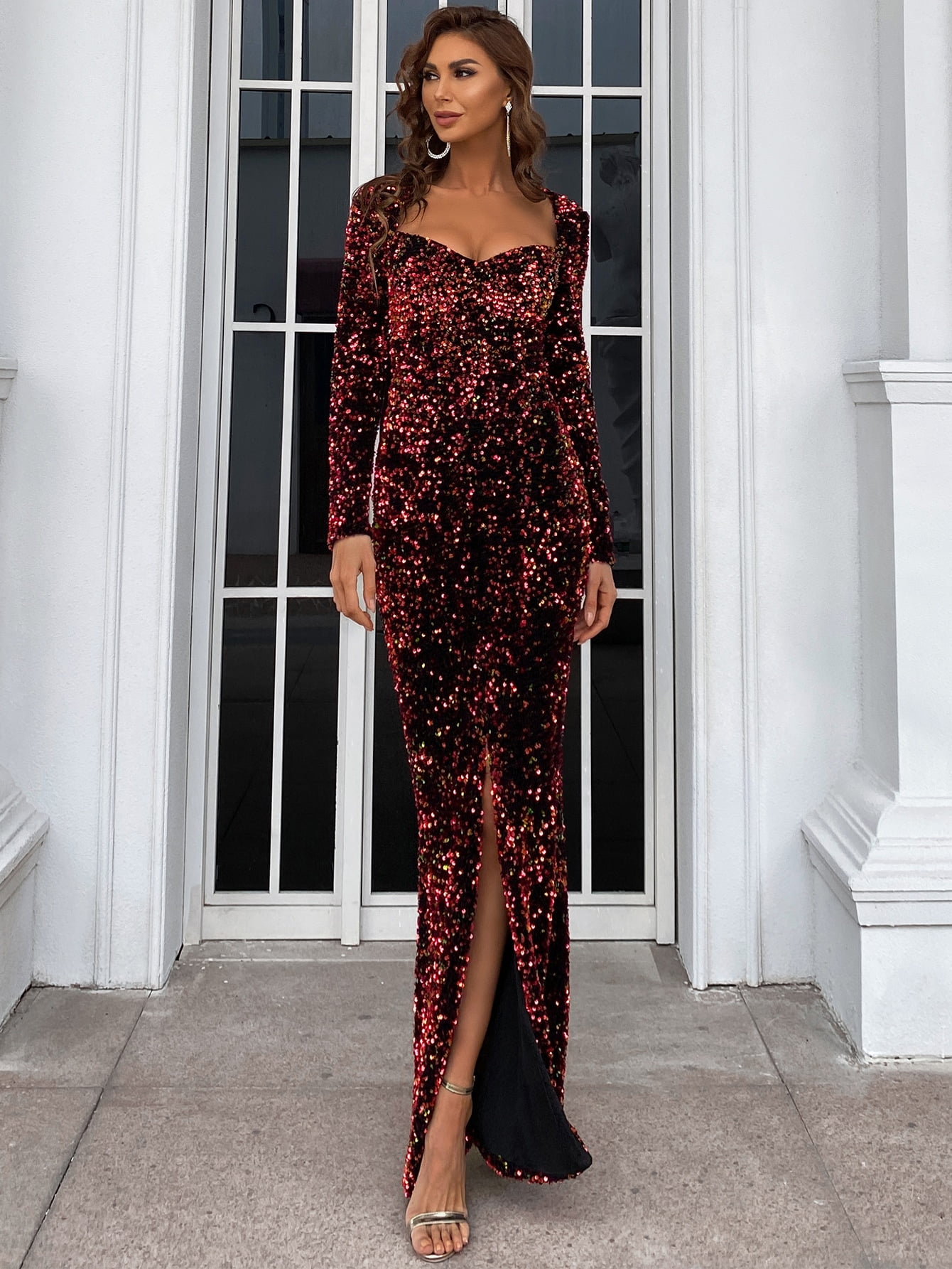 Sweetheart Neck Sequin Dress - Walmart 