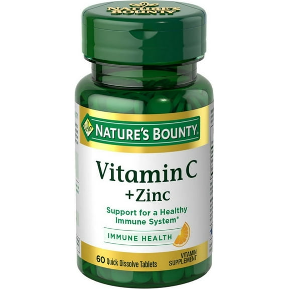Nature's Bounty Vitamin C   Zinc Quick Dissolve Tablets 60 ea (Pack of 2)
