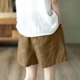 thumbnail image 4 of IUYRTFE Women's High Waist Loose Fit Summer Shorts with Pockets Elastic Waist Casual Straight Leg Bottoms, 4 of 5