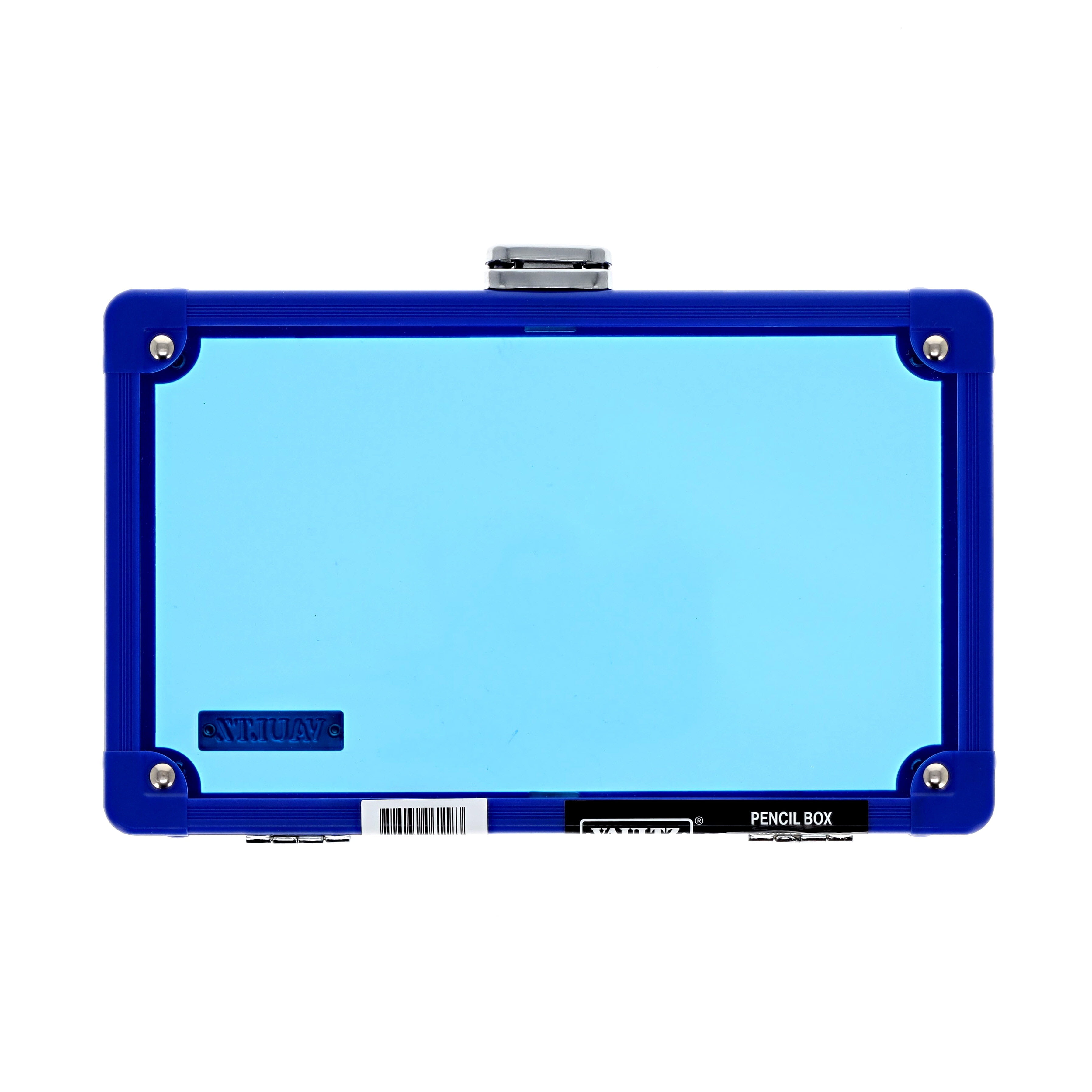 Vaultz Locking Pencil Box Blue Acrylic with Key Lock for