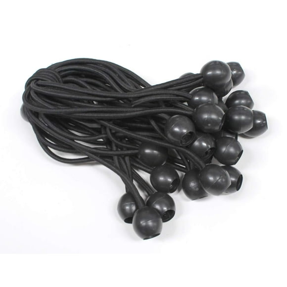 King Canopy 8-Inch Ball Bungee Cord, Cord is 16-inches Stretched and 1-inch Plastic Ball, 50-Piece, Black, BALL-50