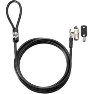 Option Key Computer - HP Keyed Cable Lock 10 mm - Black - Vinyl, Galvanized Steel - 6 ft - For Notebook, Desktop Computer, Tablet, Workstation .