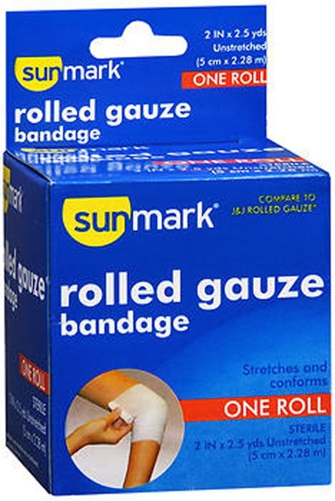 Sunmark Sterile Rolled Gauze Bandage, 2" x 2.5 Yd