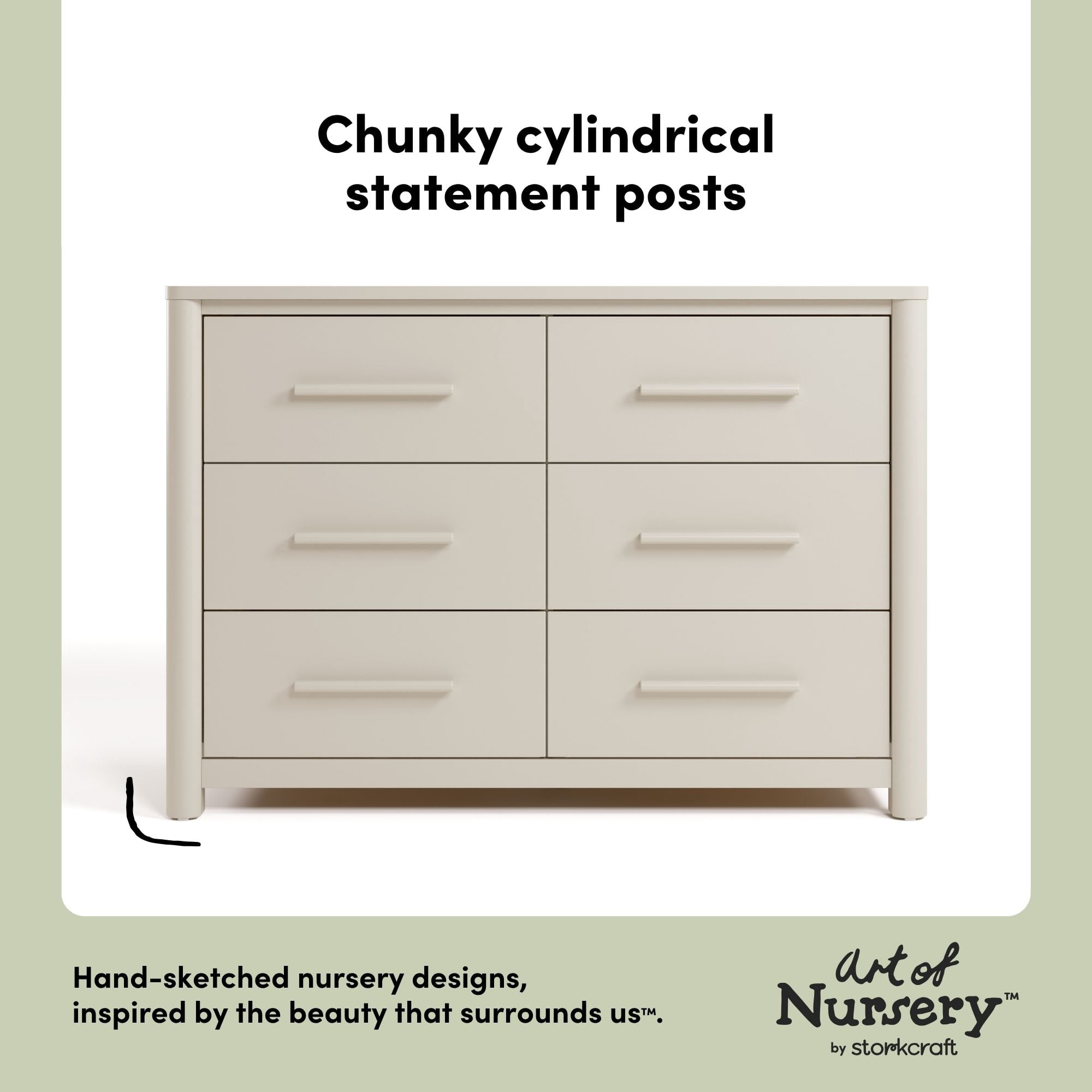 Art of Nursery by Storkcraft Malta 6 Drawer Dresser - Frosted Oat
