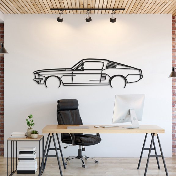 LaModaHome Mustang GT Fastback 390S Metal Silhouette Wall Art