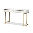 thumbnail image 2 of Baxton Studio Beagan Modern and Contemporary White Finished Wood and Gold Metal 2-Drawer Console Table, 2 of 7