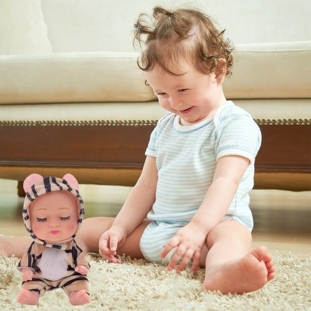 Chmadoxn Reborn Baby Dolls Mini Baby Dolls 5 inch Lifelike Realistic Baby Dolls with Animal Clothes Cute Small Baby Doll for Girls Kids Birthday Valentine Birthday Walmart Business Supplies