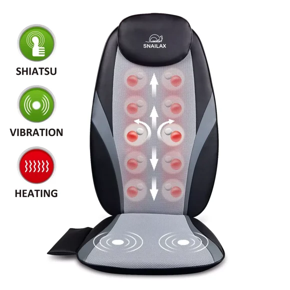 Snailax Masseur Shiatsu pour le Dos avec Chaleur pour Soulagement de la Douleur, Tampon de Massage Pétrissage Profond pour Bureau Maison