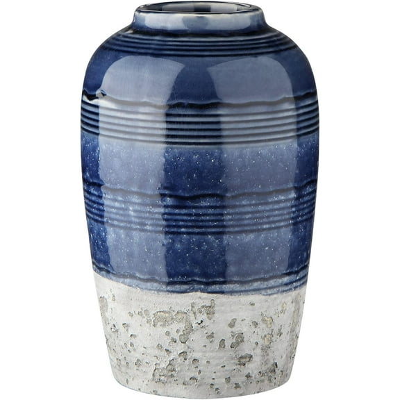 Boho Two Tone Blue Ceramic Vases