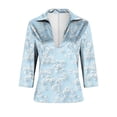 thumbnail image 2 of TaTaai Women's Fashion Spring/Summer Fashion Printed 3/4/7 Sleeve Collar Deep V-neck Top Gift, 2 of 6