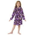 thumbnail image 6 of FORMRS Niños Bathrobe Unisex Hooded Robe Soft Plush Pajamas Sleepwear, Size 7-9T, Purple Cartoon Ghost Pattern, 6 of 7