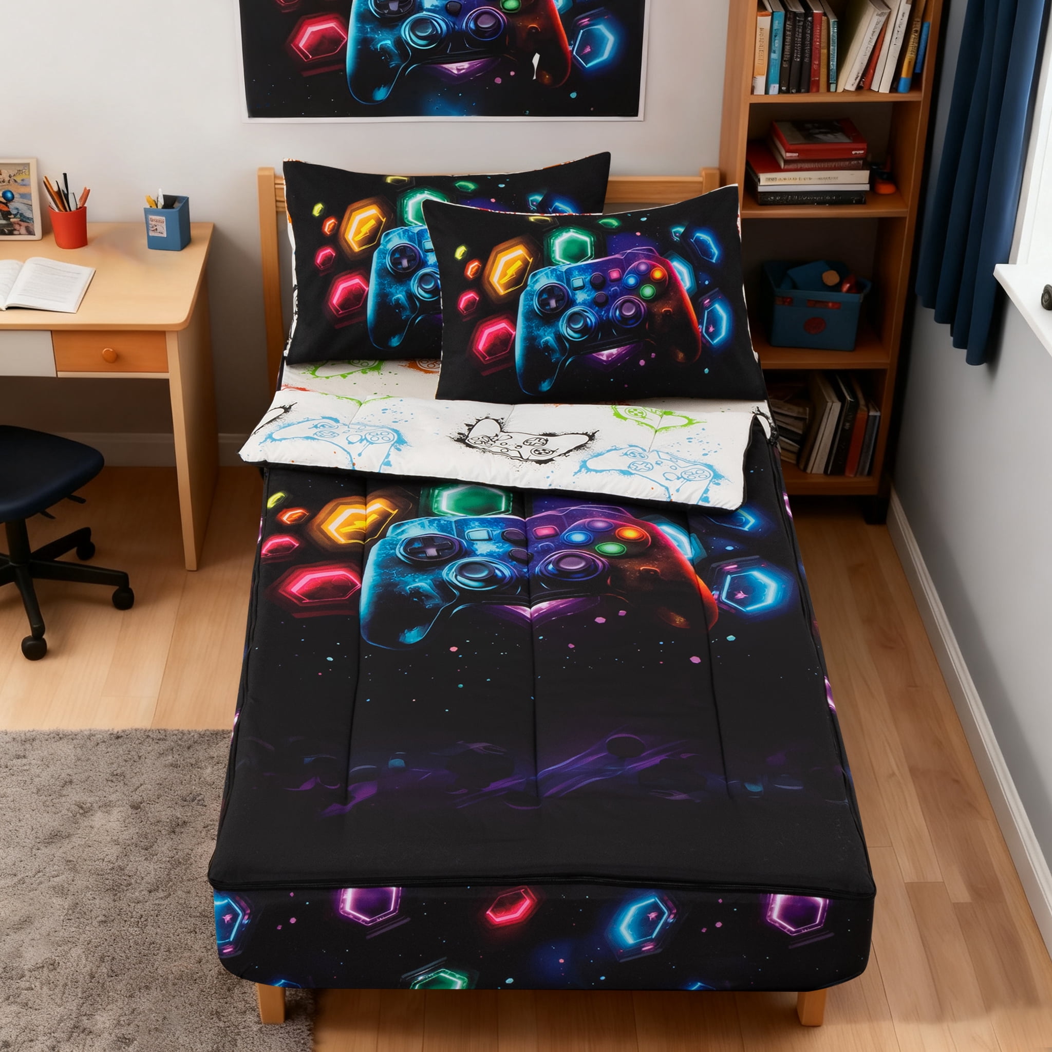 Btargot Galaxy Space Zipper Comforter Set Twin for Kids Boys Planet Constellation Bedding Set