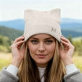 thumbnail image 2 of Fgnfyis Winter Knit Hat with Cat Ear Design Soft Blend Thermal for Cold Weather Outdoor Activities Warm Lined Womens Hats White, 2 of 4