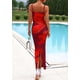 thumbnail image 5 of Vestido Maxi Floral PRETTYGARDEN con Tirantes Finos Vino Tinto M, 5 of 8