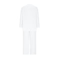 thumbnail image 6 of Women's Casual V-Neck Pullover Long Sleeve Shirt And Pocket Long Pants Set, Lounge Outfit Two Piece Set, Comfy Loungewear Pajamas, Relaxing Homewear, Mother's Day Gifts | CSEONE,White L, 6 of 7