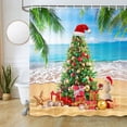 thumbnail image 2 of Summer Christmas Shower Curtain, July New Year Shower Curtain for Bathroom, Tropical Beach Xmas Tree Fabric Shower Curtain with Hooks 69 x 70 in, 2 of 2