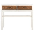 thumbnail image 5 of SAFAVIEH Ajana Modern 2 Drawer Console, Distressed White/Honey, 5 of 14
