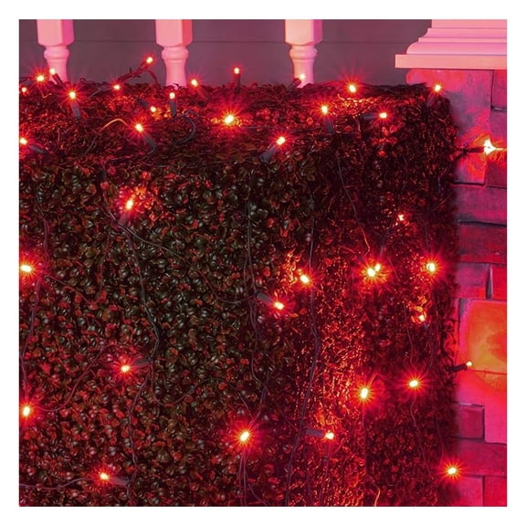 Set of 100 LED Red Net Lights – Christmas Net Lights, Outdoor Christmas Decorations, Green Wire (4 x 6 ft, 5mm Lights, Red)