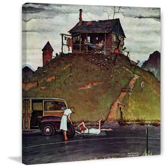 Marmont Hill "Changing a Flat" by Norman Rockwell Painting Print on Canvas