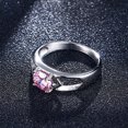 thumbnail image 5 of Women Stainless Steel Pink CZ Solitaire Engagement Promise Ring, 5 of 5