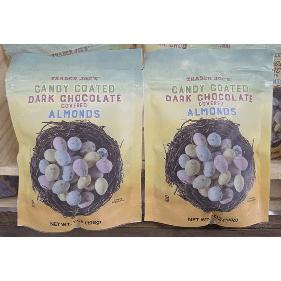 Trader Joe’s Candy Coated Dark Chocolate covered Almonds 7oz 198g (2 Bags)