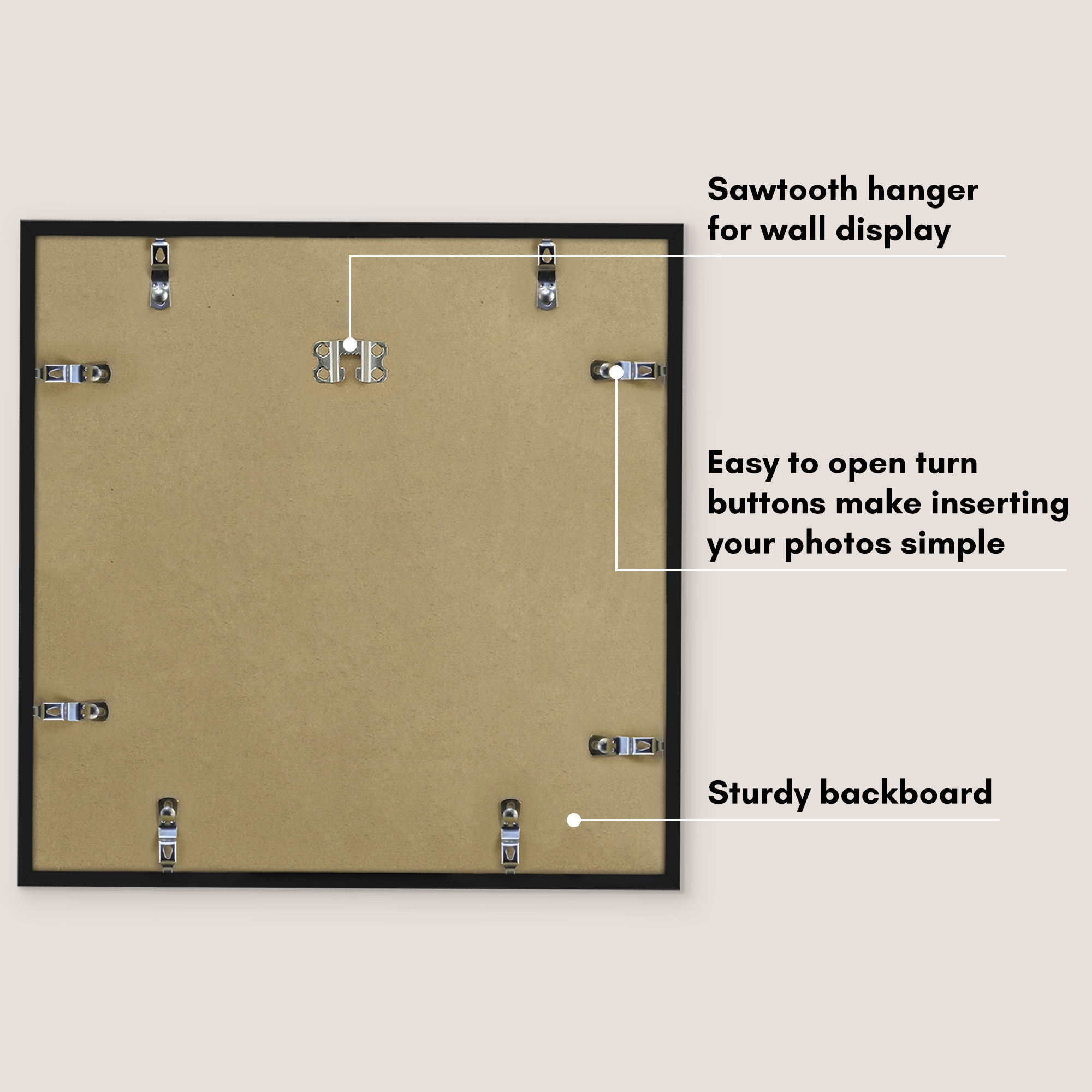 Americanflat 14x14 Picture Frame with Polished Plexiglass with 4x6 Mat Display Photo Streamline Thin - Black