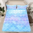 thumbnail image 2 of Manfei Sea Animal Twin Sheet Sets,Mermaid Fishtail Twin Fitted Sheet,Gradient Purple Blue Flat Sheet For Princess,Ultra Soft Home Decor,3 Pieces, 2 of 7