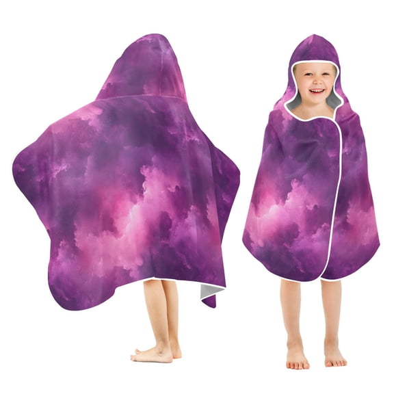 joogoo Watercolor Tie Dye Pink Kids Hooded Beach Towel Baby Bath Towel 23.5"x50"
