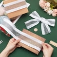 thumbnail image 3 of 10 Yards Silver Wired Ribbon 2-5/8" Sparkling Glitter Mesh Ribbon White Satin Ribbon with Silver Glitter Mesh Hot Stamping Mesh Ribbon Metallic Web Sequins Decor Gift Wrapping Ribbon diy, 3 of 6