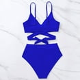 thumbnail image 4 of UTSJKR Two Piece Bikini Sets for Women High Waisted Swimwear Push Up Swimsuit Halter Wrap Criss Cross Back Tie Bathing Suit Blue M, 4 of 6