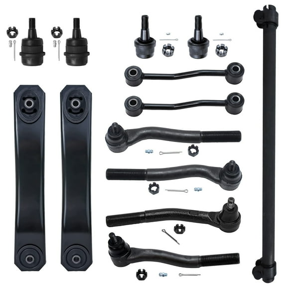 Detroit Axle - Front 13pc Suspension Kit for 1999-2004 Jeep Grand Cherokee, 2 Control Arms 4 Ball Joints 4 Tie Rods 2 Sway Bars 1 Sleeve 2000 2001 2002 2003 Replacement