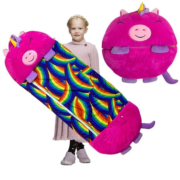 Super Soft Sleepy Sack- Comfy Happy Animal Kids Sleeping Bag with Pillow Cozy Warm Sleep Comfortably All Season for Boys or Girls,54” x 20” Compact 