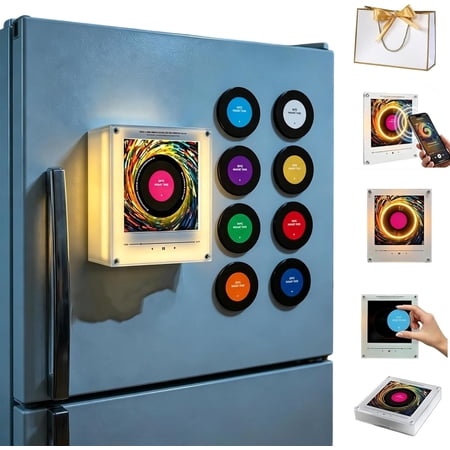 Magnetic Fridge Music Player, 128MB Programmable Music Player NFC Enabled with Led Light, Music Box Fridge Magnet with Player Set, NFC Music Discs for Home Office (2pcs)