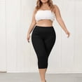 thumbnail image 5 of Plus Size Capris for Women Tights Casual Stretch Elastic Waist Split Hem Sweatpants Comfy Workout Lounge Pants, 2XL, 5 of 6